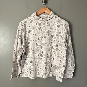 Studio Works Snowflake Patterned Cream Turtleneck Top